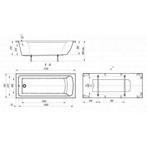 Акриловая ванна TM RIVA pool Viola 170х70 см Акриловая ванна TM RIVA pool Viola 170х70 см