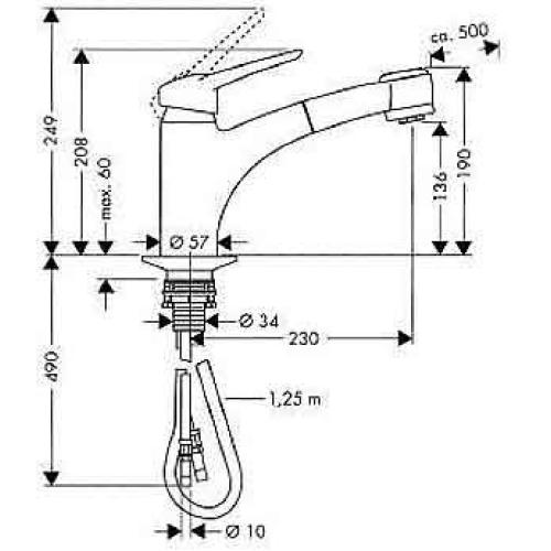 Hansgrohe Allegra Metropol (хром) з висувним зливом. Змішувач для кухні 14837000 Hansgrohe Allegra Metropol (хром) з висувним зливом. Змішувач для кухні 14837000