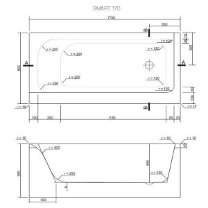 Акриловая ванна Cersanit Smart 170x80 L\R