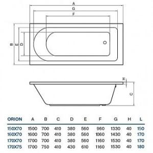 Koller Pool ванна акриловая Orion Double 170x75