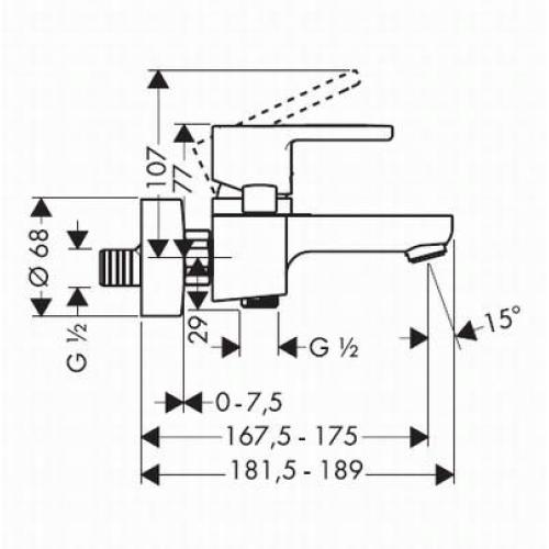 Hansgrohe Metropol S Смеситель для ванны 14461000