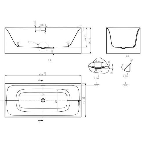 Акрилова ванна Volle окремо стоїть 12-22-858