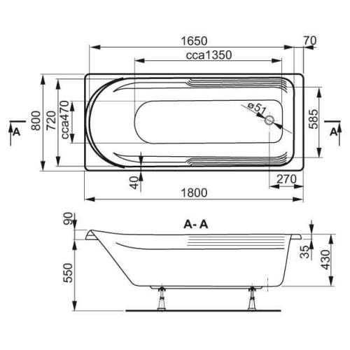 Акрилова ванна Vagnerplast Hera 180x80x43 Акрилова ванна Vagnerplast Hera 180x80x43