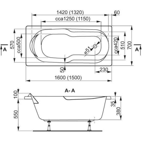 Акрилова ванна Vagnerplast Nymfa 150x70x38
