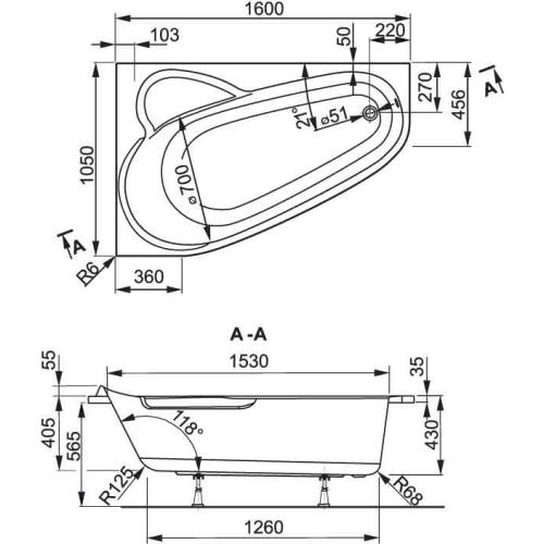 Акриловая ванна Vagnerplast Selena 160x105x43 L\R
