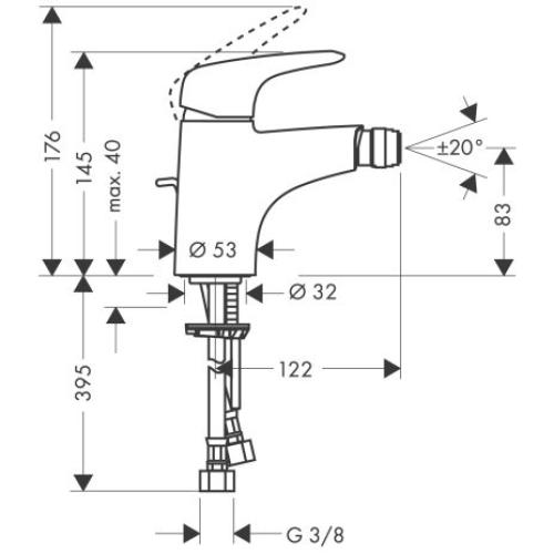 Hansgrohe Metris Е Змішувач для біде 31270000 Hansgrohe Metris Е Змішувач для біде 31270000