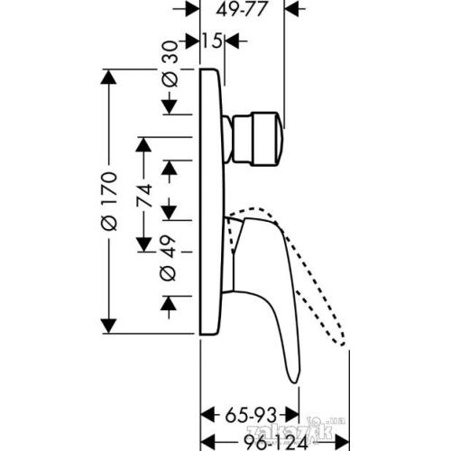 Hansgrohe Metris Е Змішувач для ванни прихованого монтажу 31475000