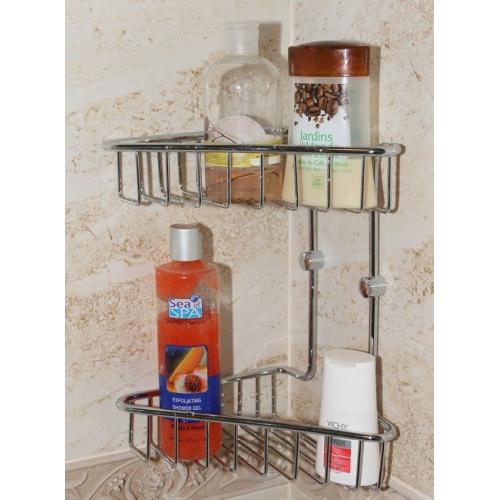 Полка навесная двойная угловая (хром)