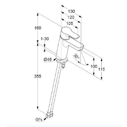 Змішувач KLUDI Pure&Easy 100 для умивальника без донного клапану Змішувач KLUDI Pure&Easy 100 для умивальника без донного клапану