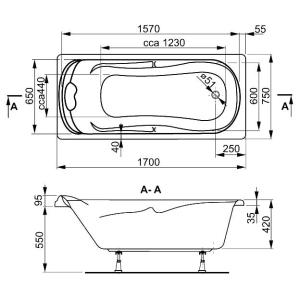 Ванна акрилова Vagnerplast Charitka 170х75 Bianco
