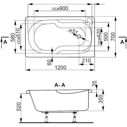 Ванна акриловая Vagnerplast Nike 120х70