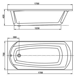 Ванна акриловая Vagnerplast Ebony 170х75