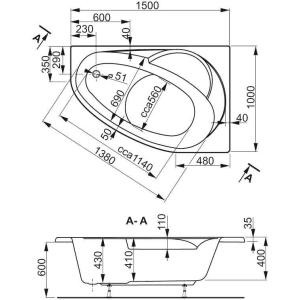 Ванна акриловая Vagnerplast Flora 150х100