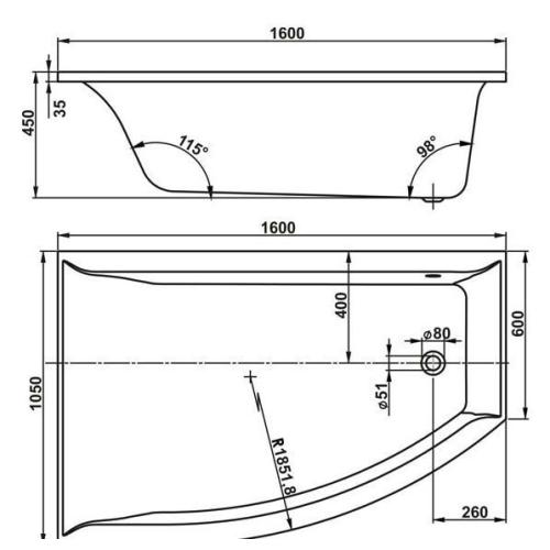 Ванна акрилова Vagnerplast Veronella OffSet 160х90