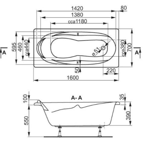 Ванна акрилова Vagnerplast Kleopatra 160х70 Ванна акрилова Vagnerplast Kleopatra 160х70