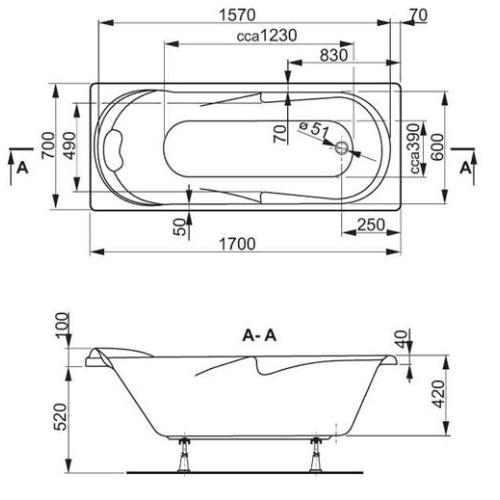 Ванна акрилова Vagnerplast Minerva 170х70
