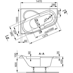 Ванна акриловая Vagnerplast Selena 147х100
