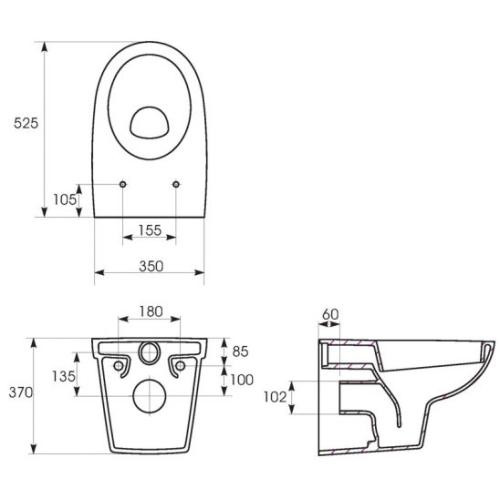 Унітаз консольний CERSANIT PURE (без кришки)