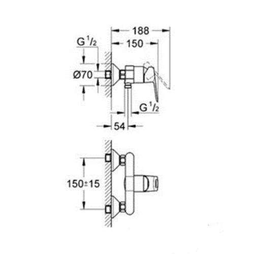 Смеситель для душа Grohe BauLoop 32816000 Смеситель для душа Grohe BauLoop 32816000