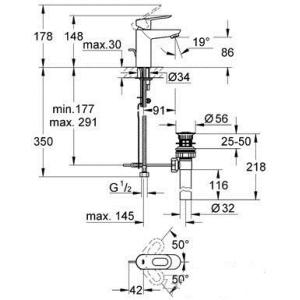 Смеситель для раковины с донным клапаном Grohe BauLoop 23158000