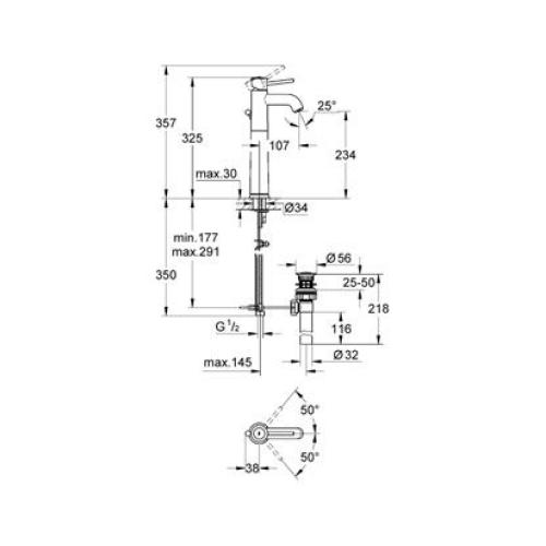 Змішувач для раковини Grohe BauClassic 32868000 Змішувач для раковини Grohe BauClassic 32868000