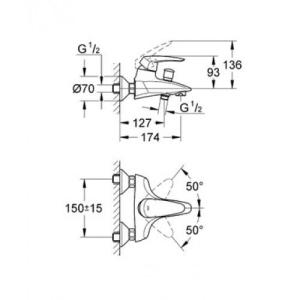 Змішувач для ванни Grohe Eurodisc 33390001