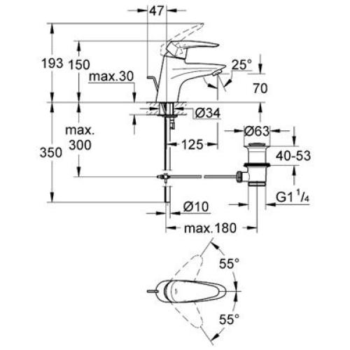 Змішувач для умивальника Grohe Eurodisc 33190001 Змішувач для умивальника Grohe Eurodisc 33190001