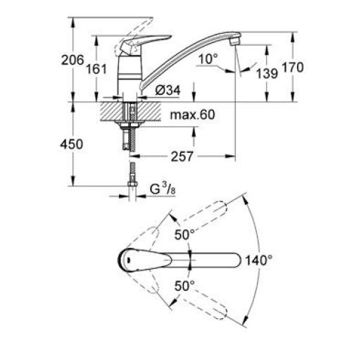 Змішувач для раковини Grohe Eurodisc 33770001 Змішувач для раковини Grohe Eurodisc 33770001