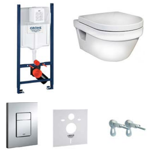 Комплект інсталяції Grohe 38840000 + унітаз Gustavberg 5G84HR01 + кнопка 38732000