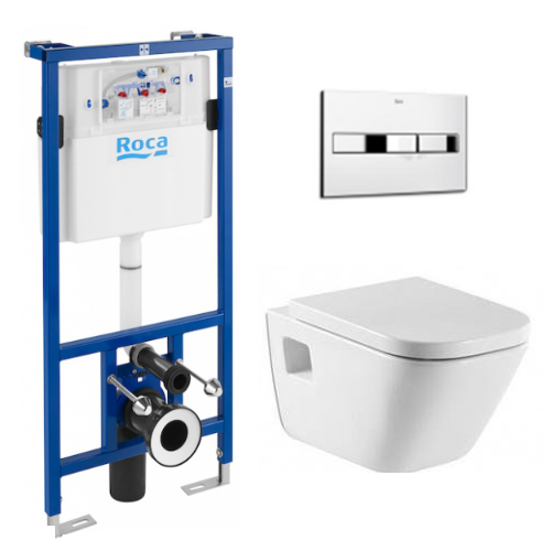 Комплект інсталяції Roca Pro + унітаз Roca Gar Clean Rim+ кришка + кнопка