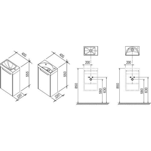 Ravak SD Classic Шафка з умивальником Mini 400