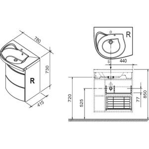 Ravak Шкафчик с умывльником Rosa Comfort SDU 780мм (левый, правый)