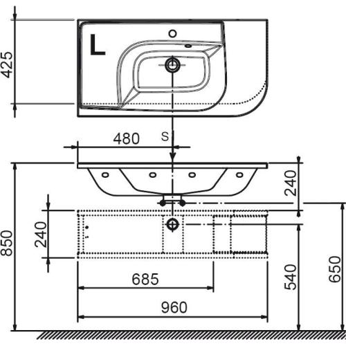 Ravak Шафка з умивальником SDU Praktik S 960 Ravak Шафка з умивальником SDU Praktik S 960