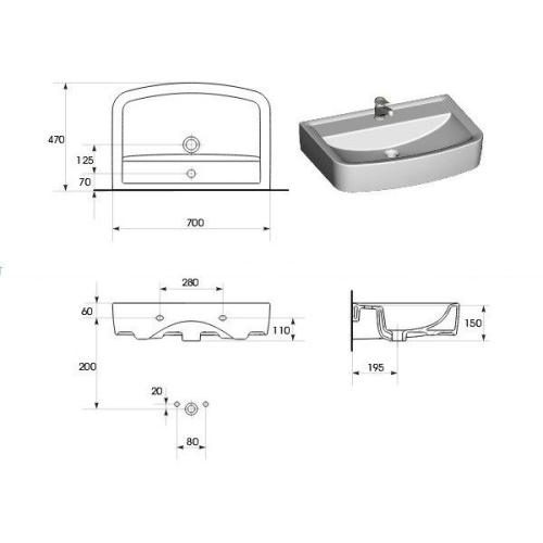 Умивальник Cersanit Pure 70