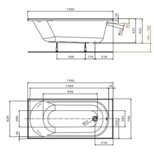 Акриловая ванна KOLO OPAL PLUS 150x70 (сифон в подарок)