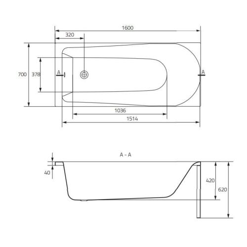 Акриловая ванна CERSANIT FLAVIA 160x70 (сифон в подарок)