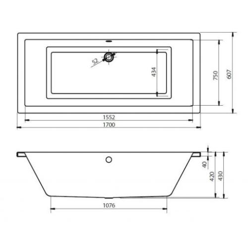 Акрилова ванна CERSANIT INTRO 170x75 (сифон у подарунок) Акрилова ванна CERSANIT INTRO 170x75 (сифон у подарунок)