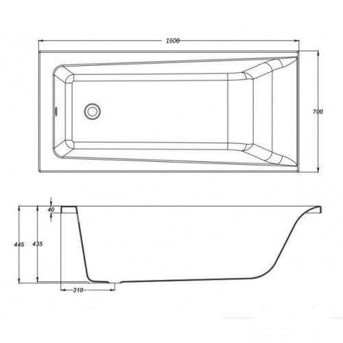 Акриловая ванна CERSANIT LORENA 160x70 (сифон в подарок)