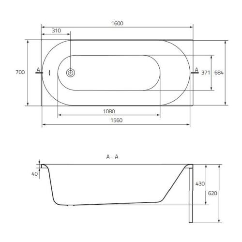 Акриловая ванна CERSANIT OCTAVIA 160x70 (сифон в подарок)