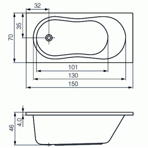 Акриловая ванна CERSANIT NIKE 150х70 (сифон в подарок) Акриловая ванна CERSANIT NIKE 150х70 (сифон в подарок)