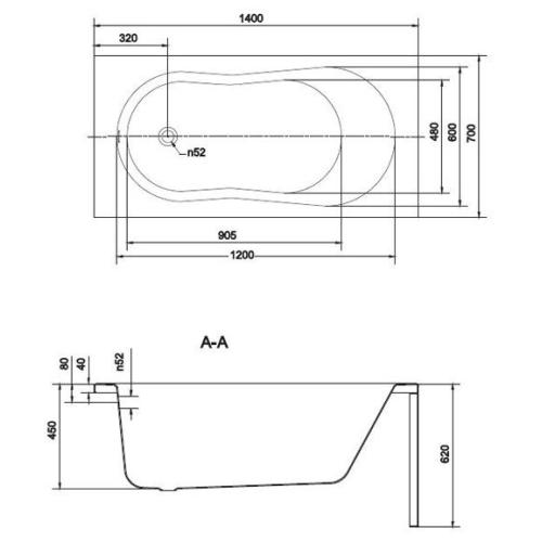 Акрилова ванна CERSANIT NIKE 140x70 (сифон у подарунок) Акрилова ванна CERSANIT NIKE 140x70 (сифон у подарунок)