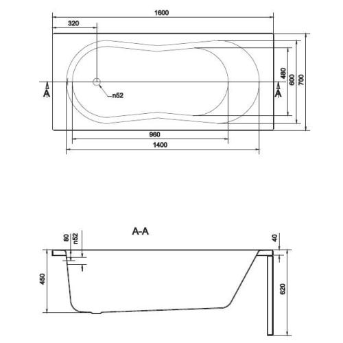 Акрилова ванна CERSANIT NIKE 160х70 (сифон у подарунок)