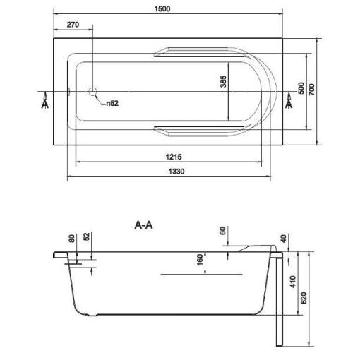 Акрилова ванна CERSANIT SANTANA 150х70 (сифон у подарунок)