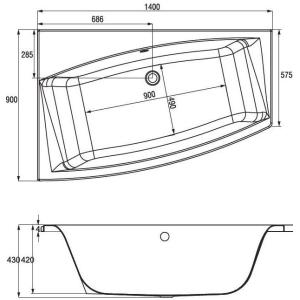 Акриловая ванна CERSANIT VIRGO MAX 150x90 (сифон в подарок)