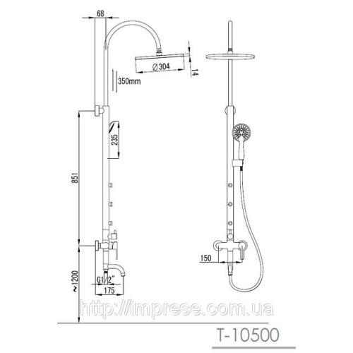 Душова система Imprese Nahoru 10500 з гідромасажем