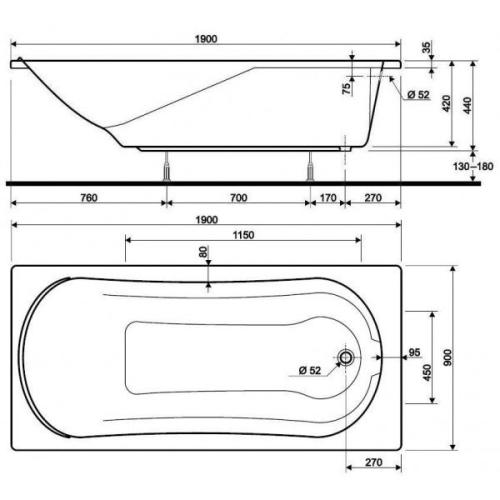 Акриловая ванна KOLO COMFORT 190x90 (сифон в подарок) Акриловая ванна KOLO COMFORT 190x90 (сифон в подарок)