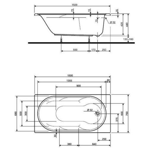 Акриловая ванна KOLO LAGUNA 150х75 (сифон в подарок) Акриловая ванна KOLO LAGUNA 150х75 (сифон в подарок)