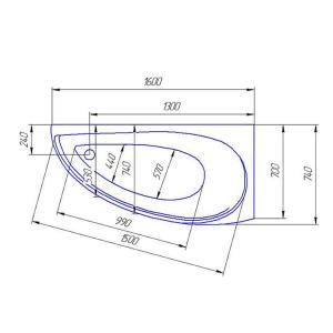 Ванна акриловая Artel Plast (Catania) Далина 1600х700