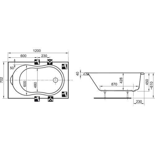 Акрилова ванна Ravak Lilia 120х70 Акрилова ванна Ravak Lilia 120х70
