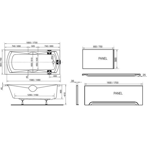 Акрилова ванна Ravak Sonata 180х80 Акрилова ванна Ravak Sonata 180х80